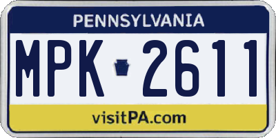 PA license plate MPK2611