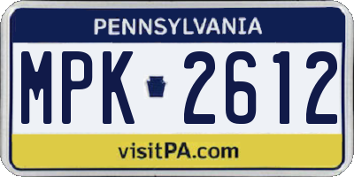 PA license plate MPK2612