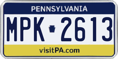 PA license plate MPK2613