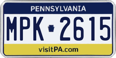 PA license plate MPK2615