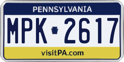 PA license plate MPK2617