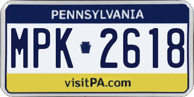 PA license plate MPK2618