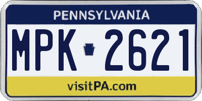 PA license plate MPK2621