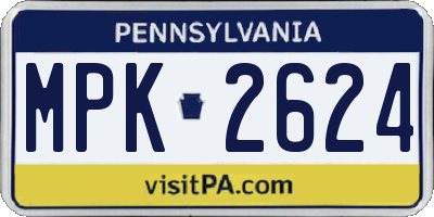 PA license plate MPK2624