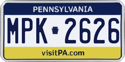 PA license plate MPK2626