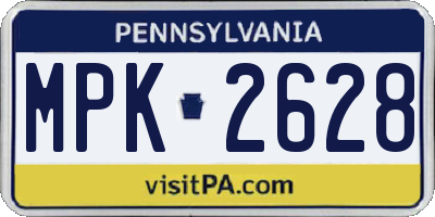 PA license plate MPK2628