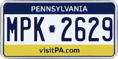 PA license plate MPK2629