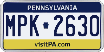 PA license plate MPK2630