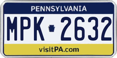 PA license plate MPK2632