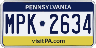 PA license plate MPK2634