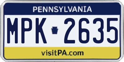 PA license plate MPK2635