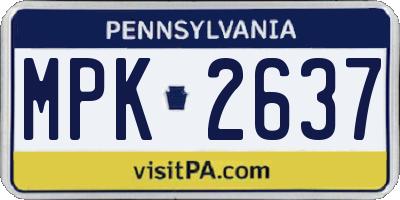 PA license plate MPK2637
