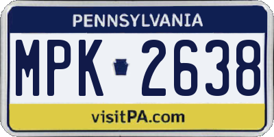 PA license plate MPK2638