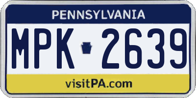 PA license plate MPK2639
