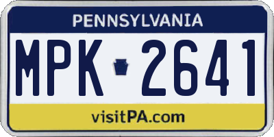 PA license plate MPK2641