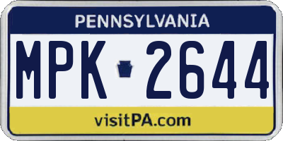 PA license plate MPK2644