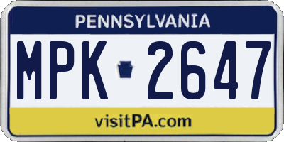 PA license plate MPK2647