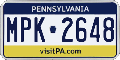 PA license plate MPK2648