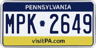 PA license plate MPK2649