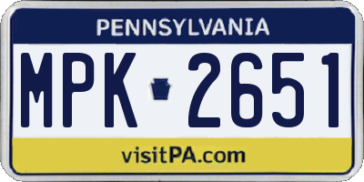 PA license plate MPK2651