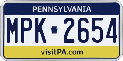 PA license plate MPK2654