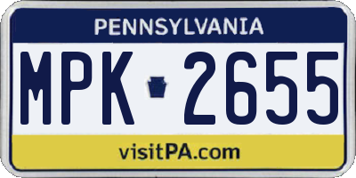 PA license plate MPK2655