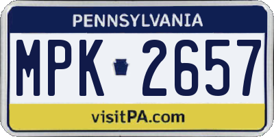PA license plate MPK2657