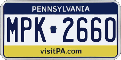 PA license plate MPK2660