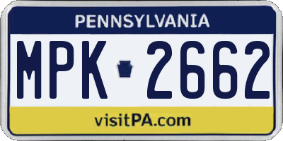 PA license plate MPK2662