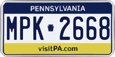 PA license plate MPK2668