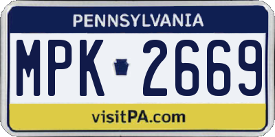 PA license plate MPK2669