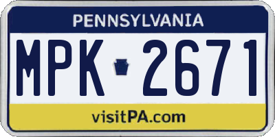 PA license plate MPK2671