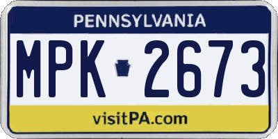 PA license plate MPK2673