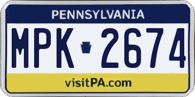PA license plate MPK2674