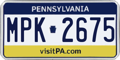 PA license plate MPK2675