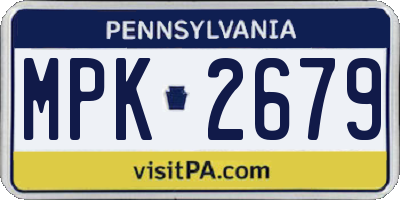 PA license plate MPK2679