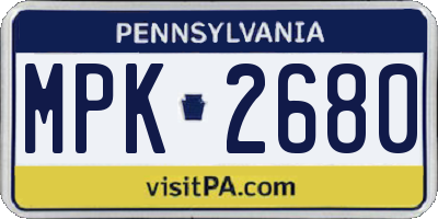 PA license plate MPK2680