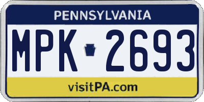 PA license plate MPK2693