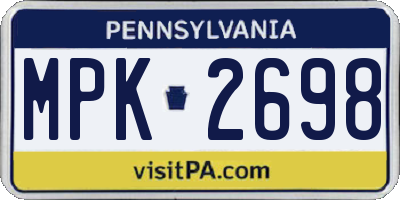 PA license plate MPK2698