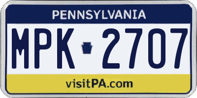PA license plate MPK2707