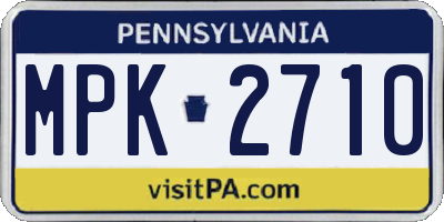 PA license plate MPK2710