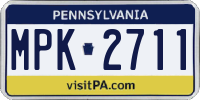 PA license plate MPK2711