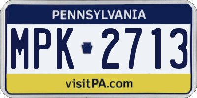 PA license plate MPK2713