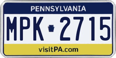PA license plate MPK2715