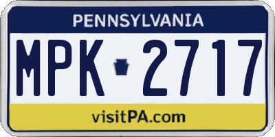 PA license plate MPK2717