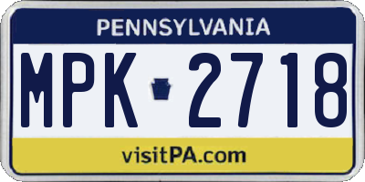 PA license plate MPK2718