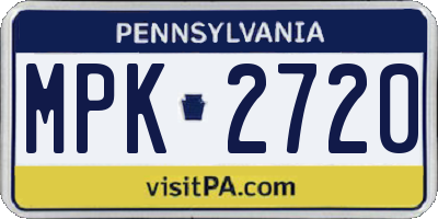 PA license plate MPK2720