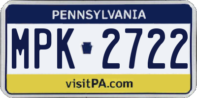 PA license plate MPK2722