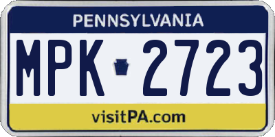PA license plate MPK2723