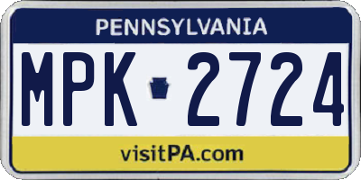PA license plate MPK2724